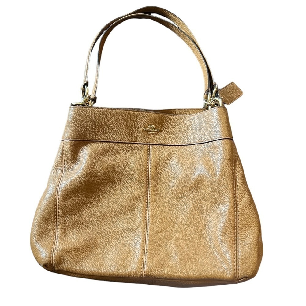 COACH Authenticated Lexy Light Saddle/Soft Pebbled Leather Shoulder Bag​…